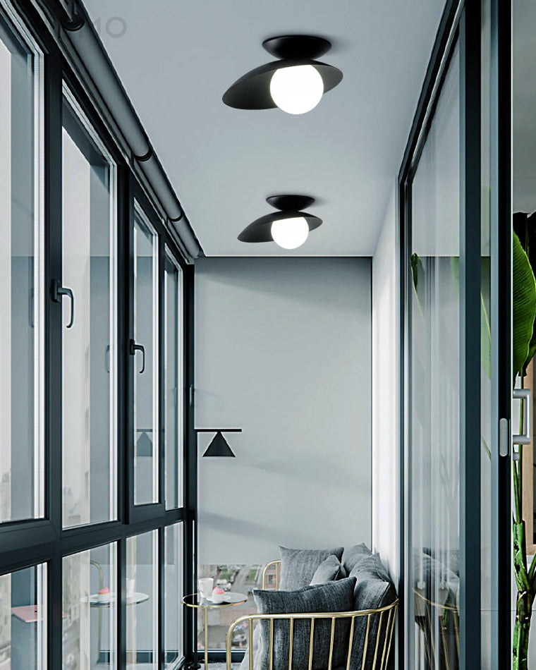 WOMO Asymmetrical Ceiling Light with Frosted Glass Sphere Design - WM1021