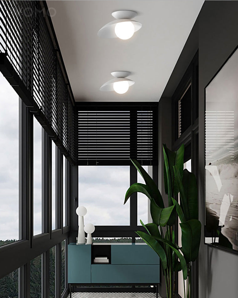 WOMO Asymmetrical Ceiling Light with Frosted Glass Sphere Design - WM1021