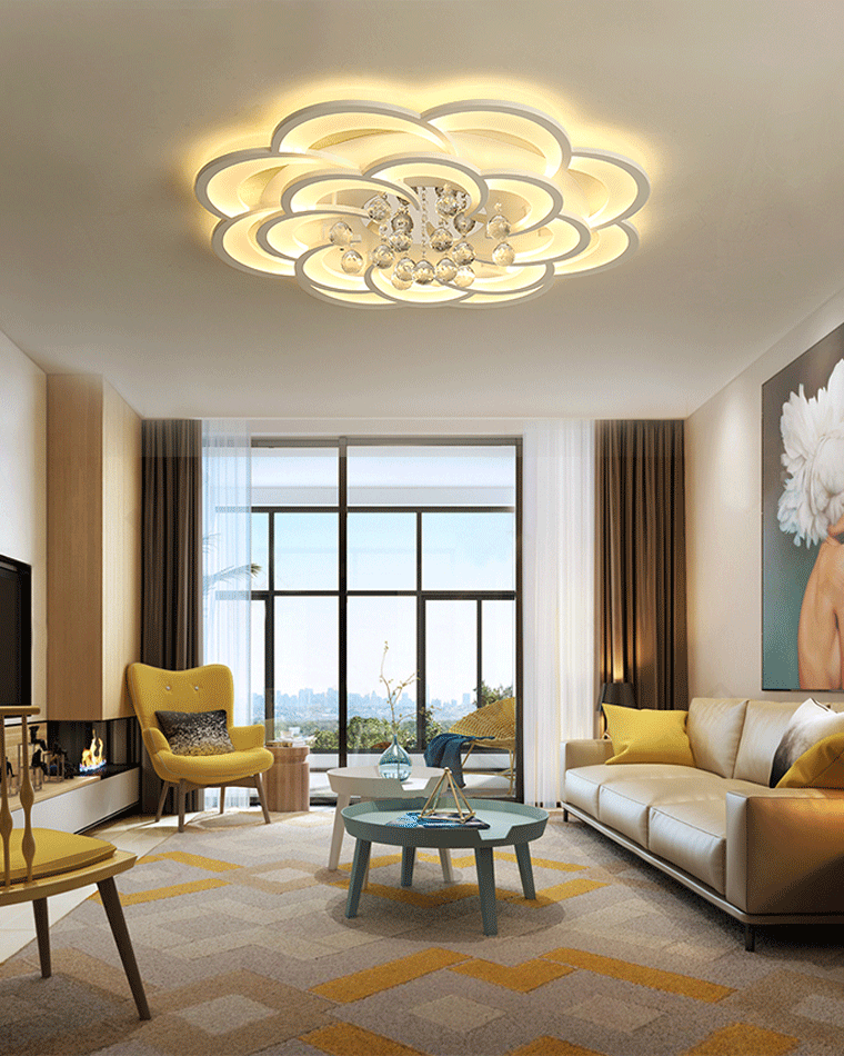 WOMO Large Floral Crystal Ceiling Light-WM1078