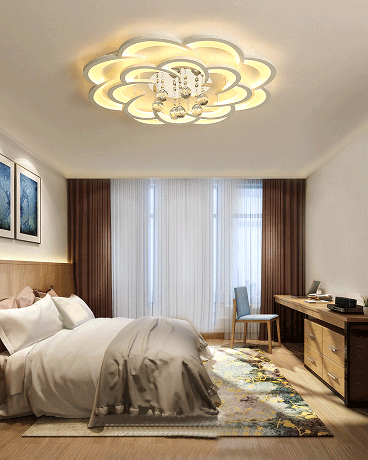WOMO Large Floral Crystal Ceiling Light-WM1078