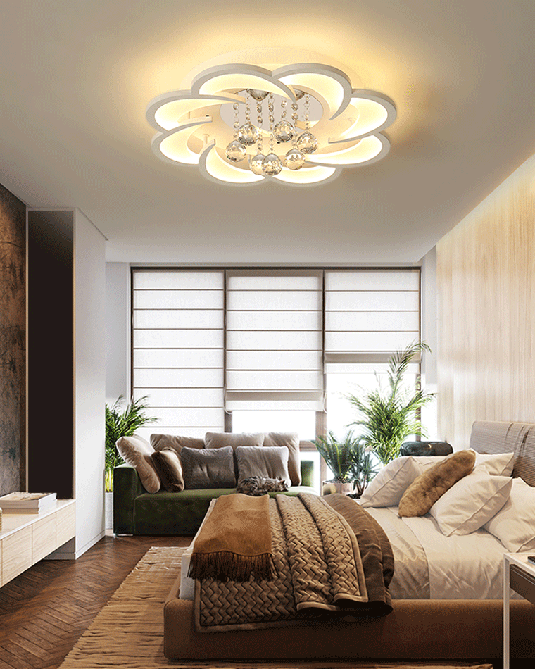 WOMO Large Floral Crystal Ceiling Light-WM1078