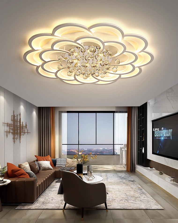 WOMO Large Floral Crystal Ceiling Light-WM1078