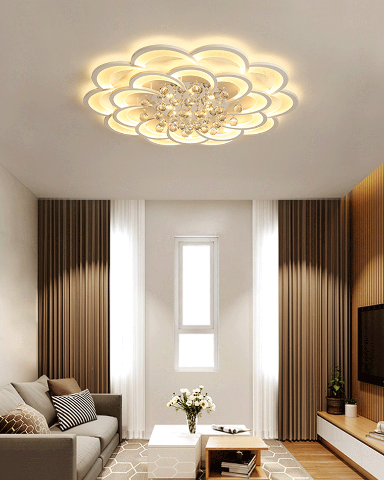 WOMO Large Floral Crystal Ceiling Light-WM1078