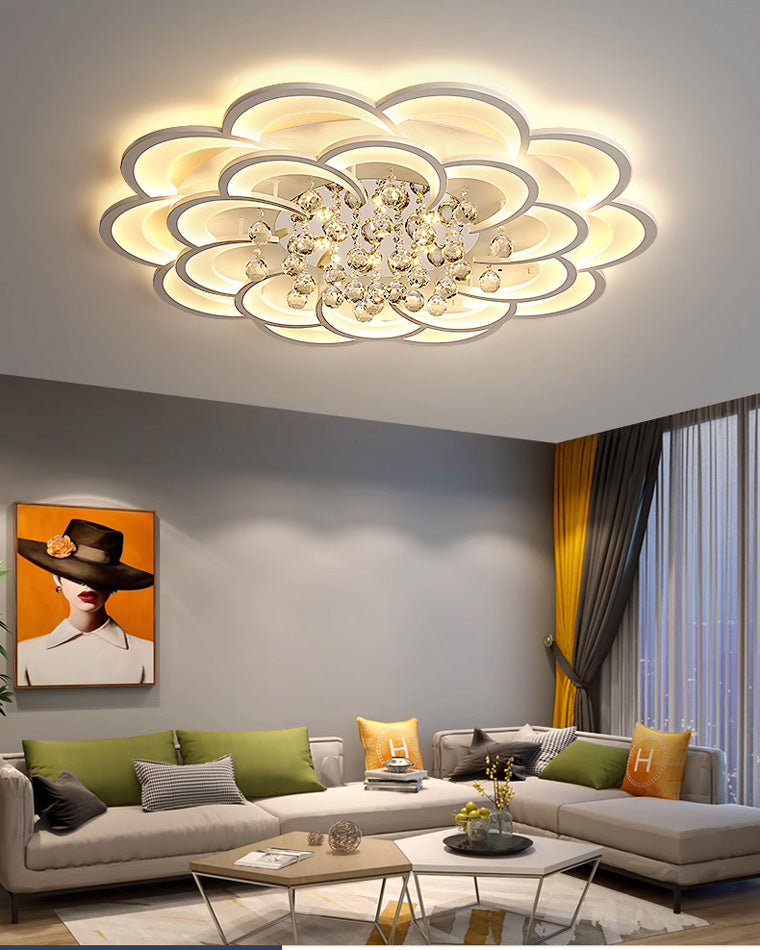 WOMO Large Floral Crystal Ceiling Light-WM1078