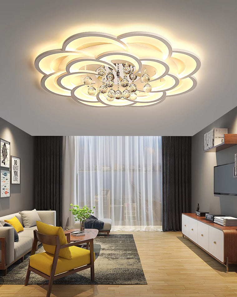 WOMO Large Floral Crystal Ceiling Light-WM1078