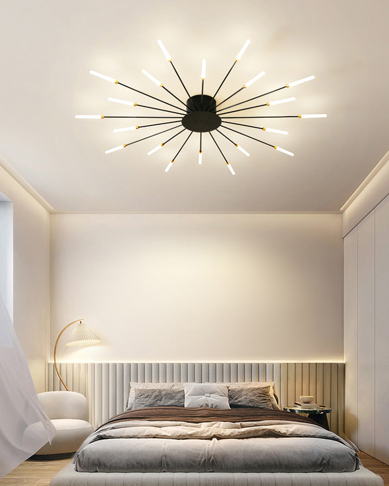 WOMO Unusual LED Ceiling Light Black Metal Large Living Room Modern-WM1000