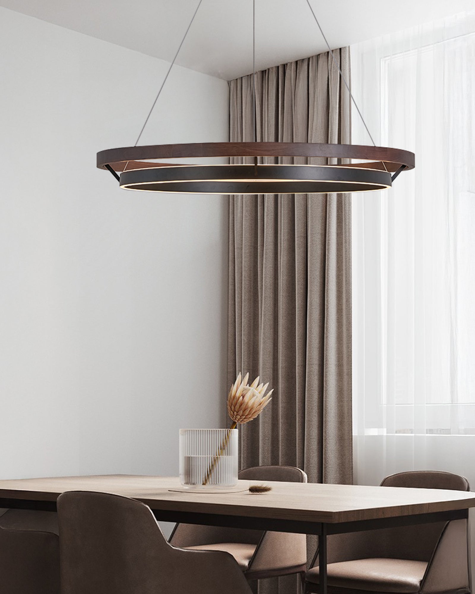 WOMO LED Kronleuchter Ring Esstisch Holz Landhaus Modern-WM2492