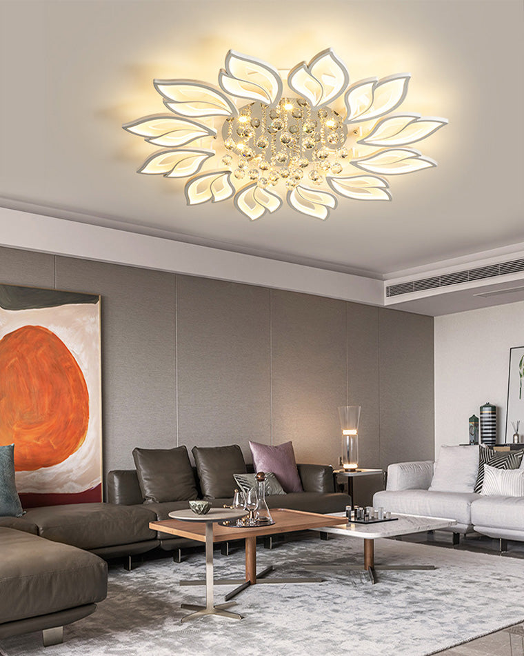 WOMO Large Crystal Glass Flower Ceiling Light -WM1107