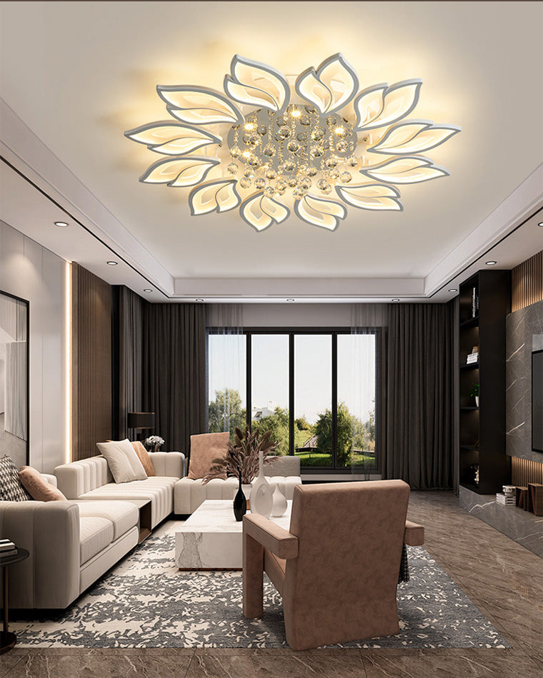 WOMO Large Crystal Glass Flower Ceiling Light -WM1107