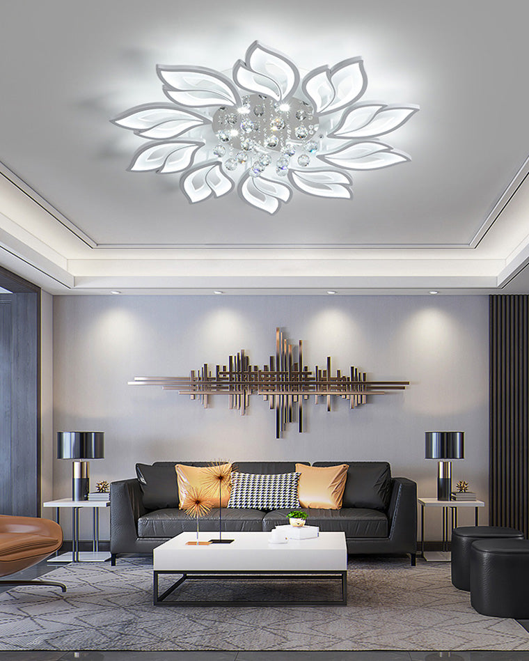 WOMO Large Crystal Glass Flower Ceiling Light -WM1107