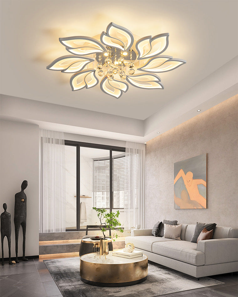 WOMO Large Crystal Glass Flower Ceiling Light -WM1107