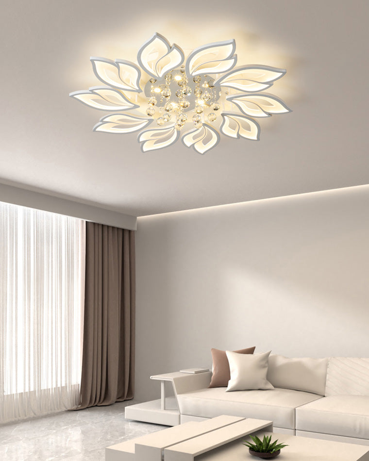 WOMO Large Crystal Glass Flower Ceiling Light -WM1107