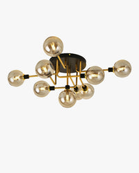 WOMO Ribbed Ceiling Light Made of Smoked Glass/Green, Sphere-Shaped-WM1110