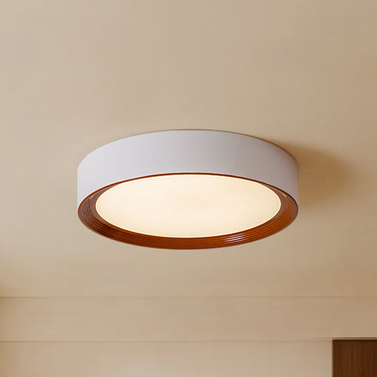 WOMO White/Walnut Round Ceiling Light - WM1192