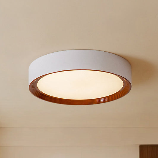 WOMO White/Walnut Round Ceiling Light - WM1192