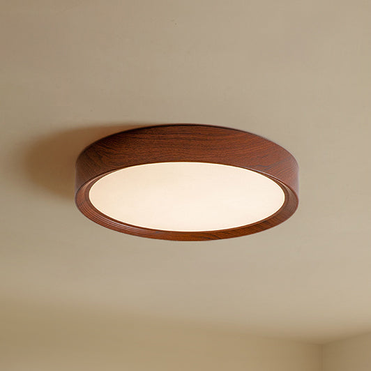 WOMO White/Walnut Round Ceiling Light - WM1192