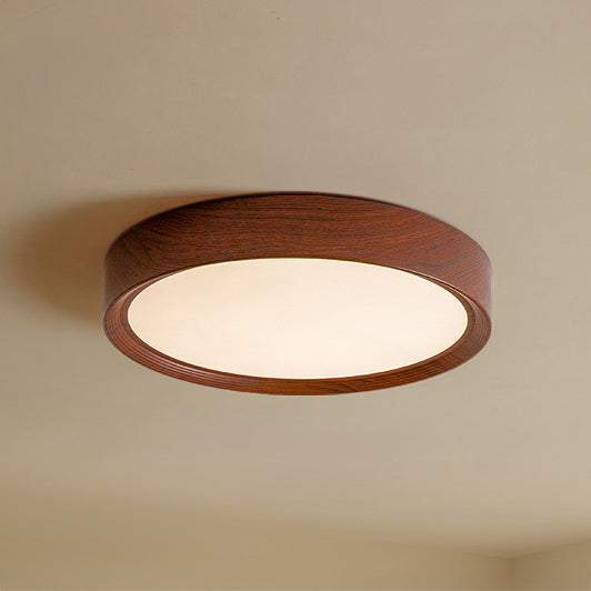 WOMO White/Walnut Round Ceiling Light - WM1192