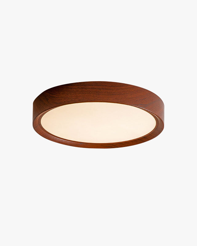 WOMO White/Walnut Round Ceiling Light - WM1192