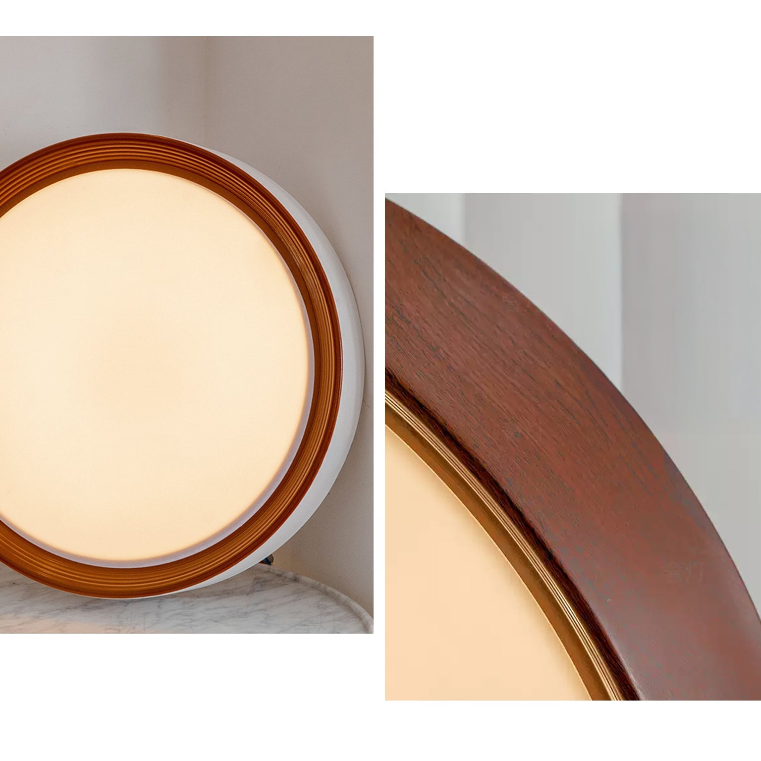 WOMO White/Walnut Round Ceiling Light - WM1192