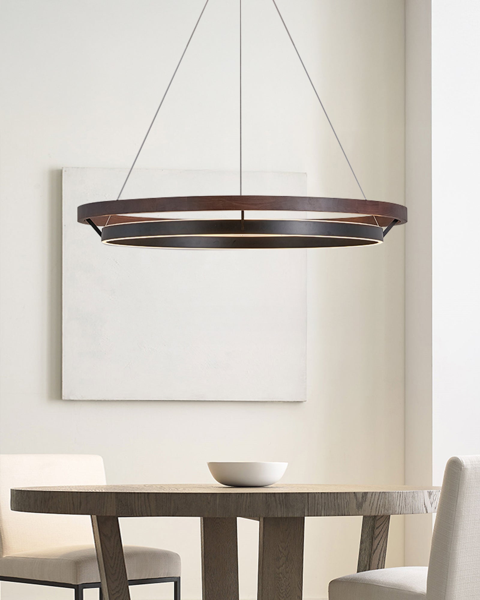 WOMO LED Kronleuchter Ring Esstisch Holz Landhaus Modern-WM2492
