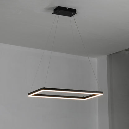 WOMO Black Tiered Rectangular Chandelier-WM2120
