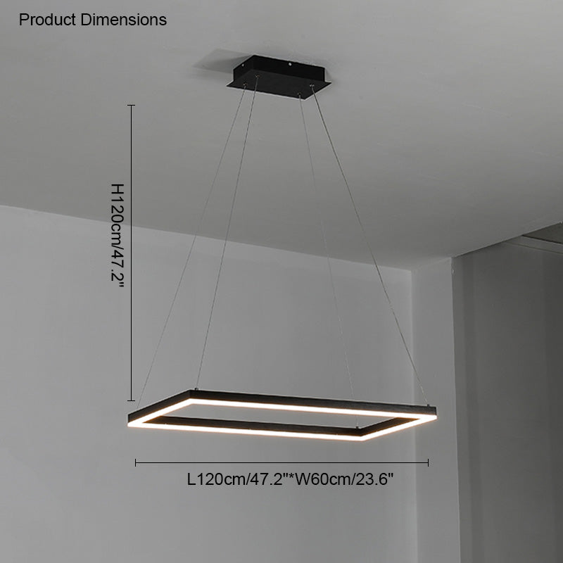 WOMO Black Tiered Rectangular Chandelier-WM2120