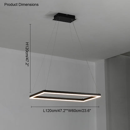 WOMO Black Tiered Rectangular Chandelier-WM2120