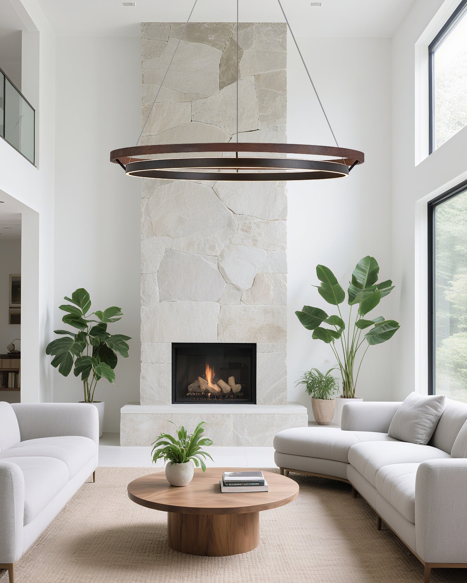 WOMO LED Kronleuchter Ring Esstisch Holz Landhaus Modern-WM2492
