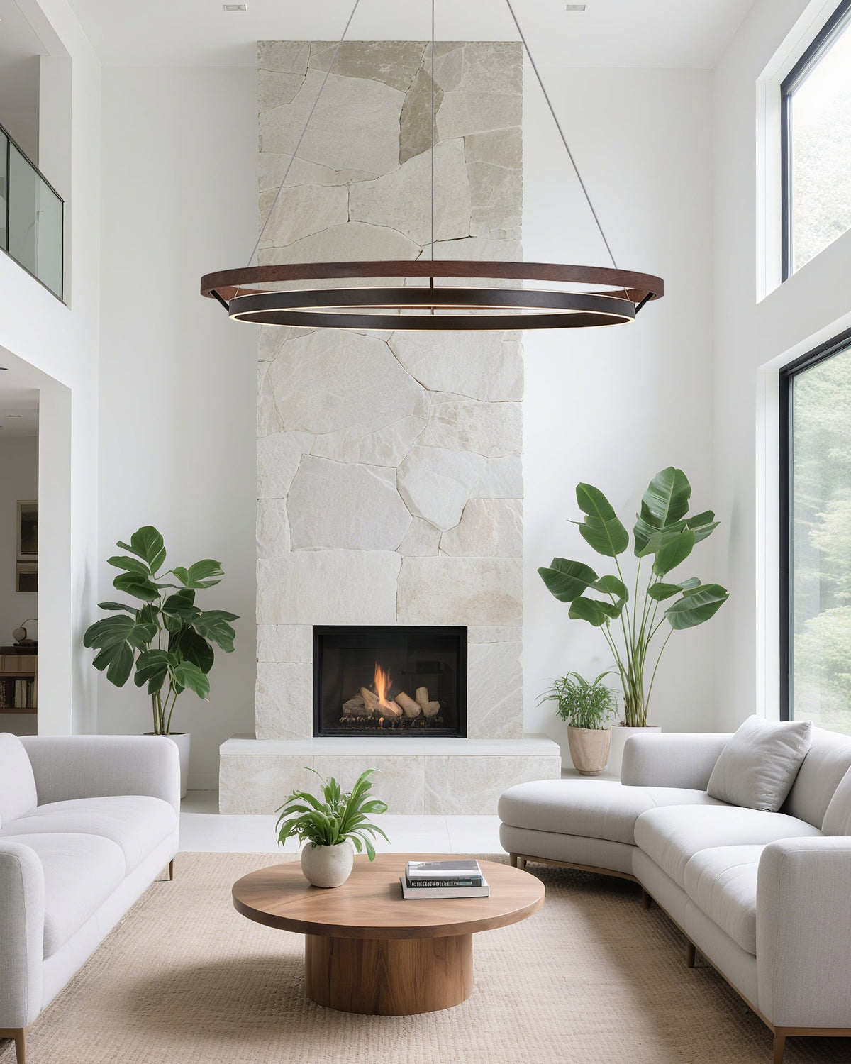 WOMO LED Chandelier Ring Dining Table Wood Country House Modern-WM2492