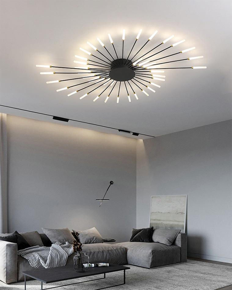 WOMO Unusual LED Ceiling Light Black Metal Large Living Room Modern-WM1000