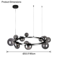 WOMO Salon Lustre Noir Rond Boules de Verre-WM2292