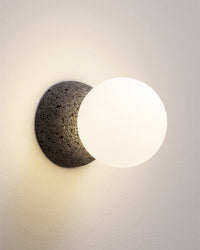 WOMO Wall Light with White and Black Glass Sphere - WM6103