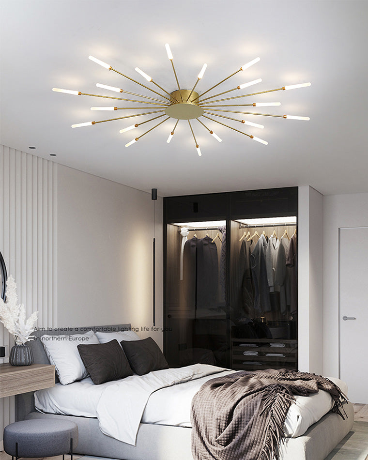 WOMO Unusual LED Ceiling Light Black Metal Large Living Room Modern-WM1000
