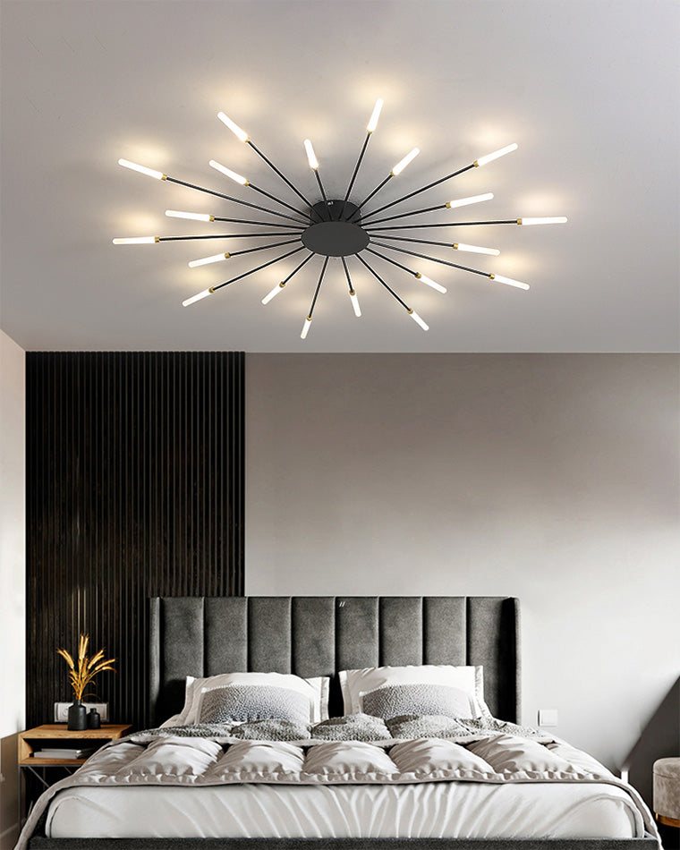 WOMO Unusual LED Ceiling Light Black Metal Large Living Room Modern-WM1000