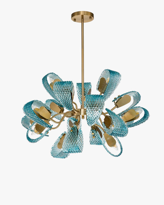 WOMO Peacock Blue Art Glass Chandelier-WM2213b
