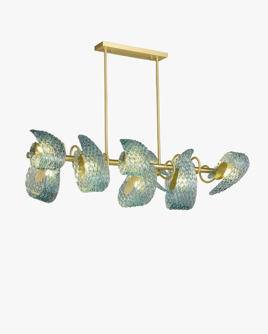 WOMO Peacock Blue Art Glass Linear Chandelier-WM2213c