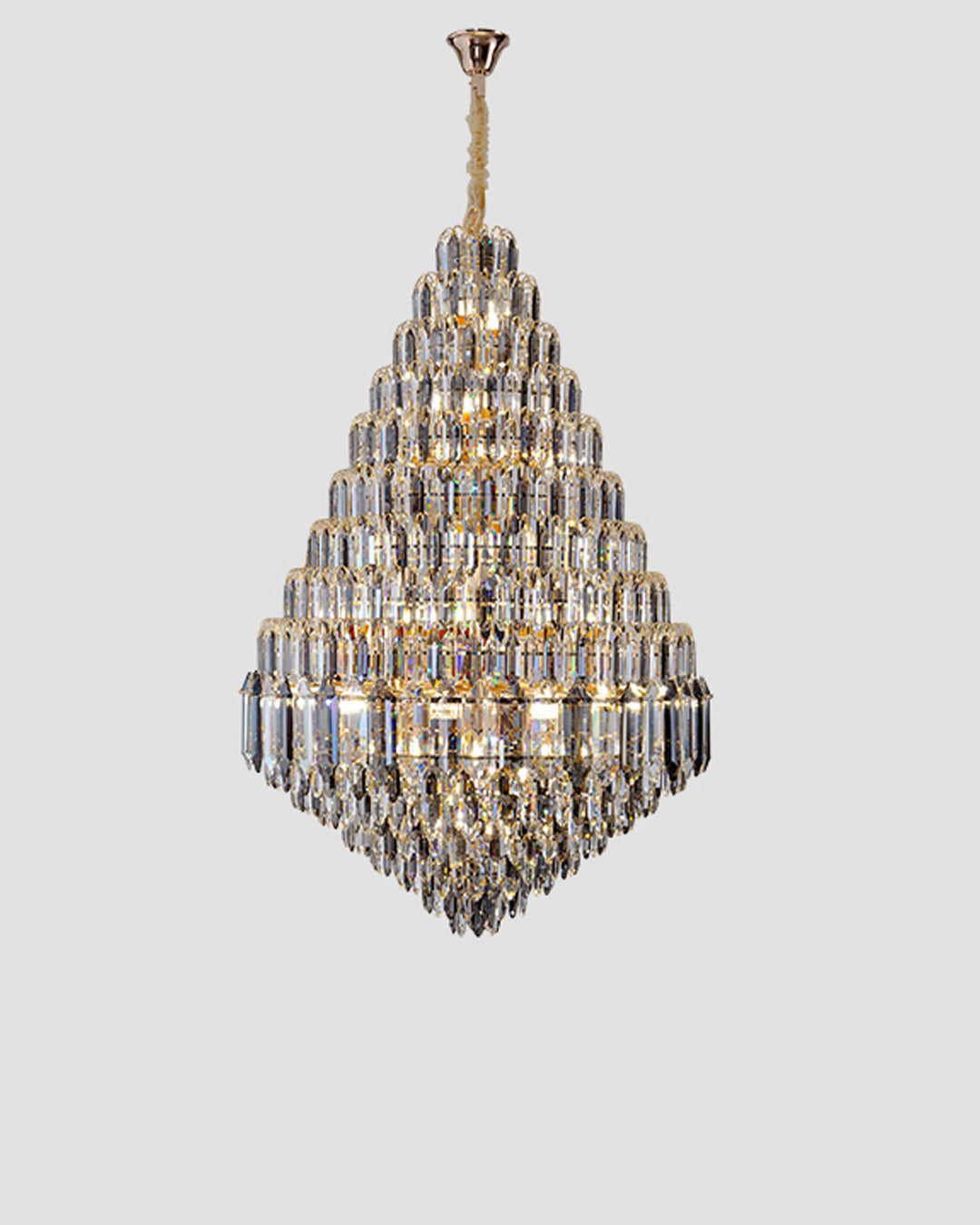 WOMO Stepped Conical Crystal Foyer Chandelier-WM2384