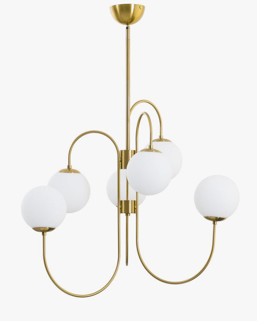 WOMO Mid Century Chandelier Gold Glass Spheres-WM2625