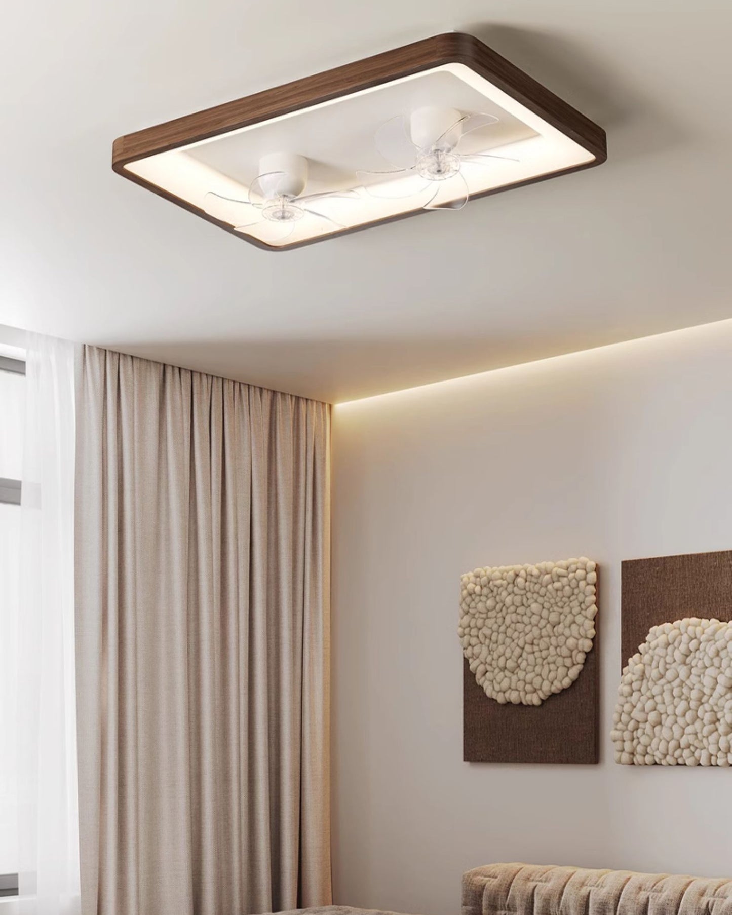 WOMO Dual Retractable Low Profile Ceiling Fan Lamp - WM5273