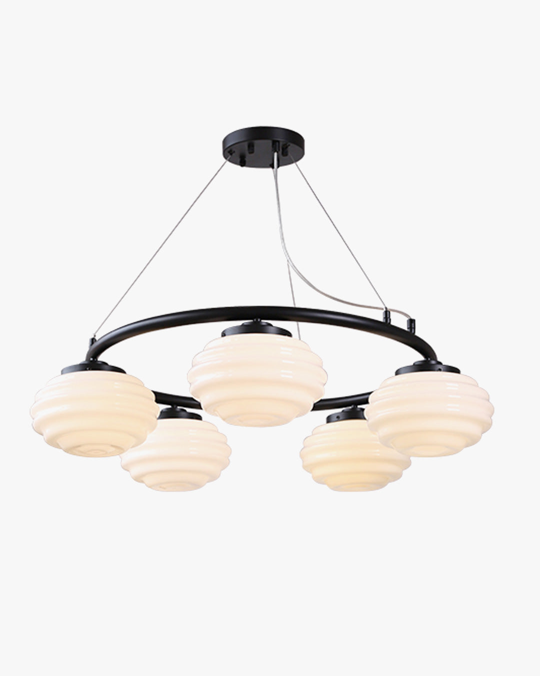 WOMO Fluted Glass Globe Round Chandelier-WM2767