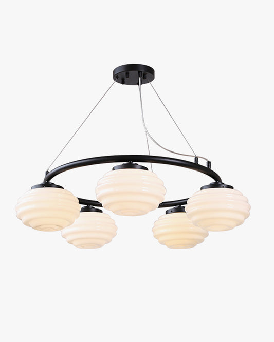 WOMO Fluted Glass Globe Round Chandelier-WM2767