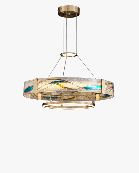 WOMO Enamel Round Brass Chandelier-WM2335