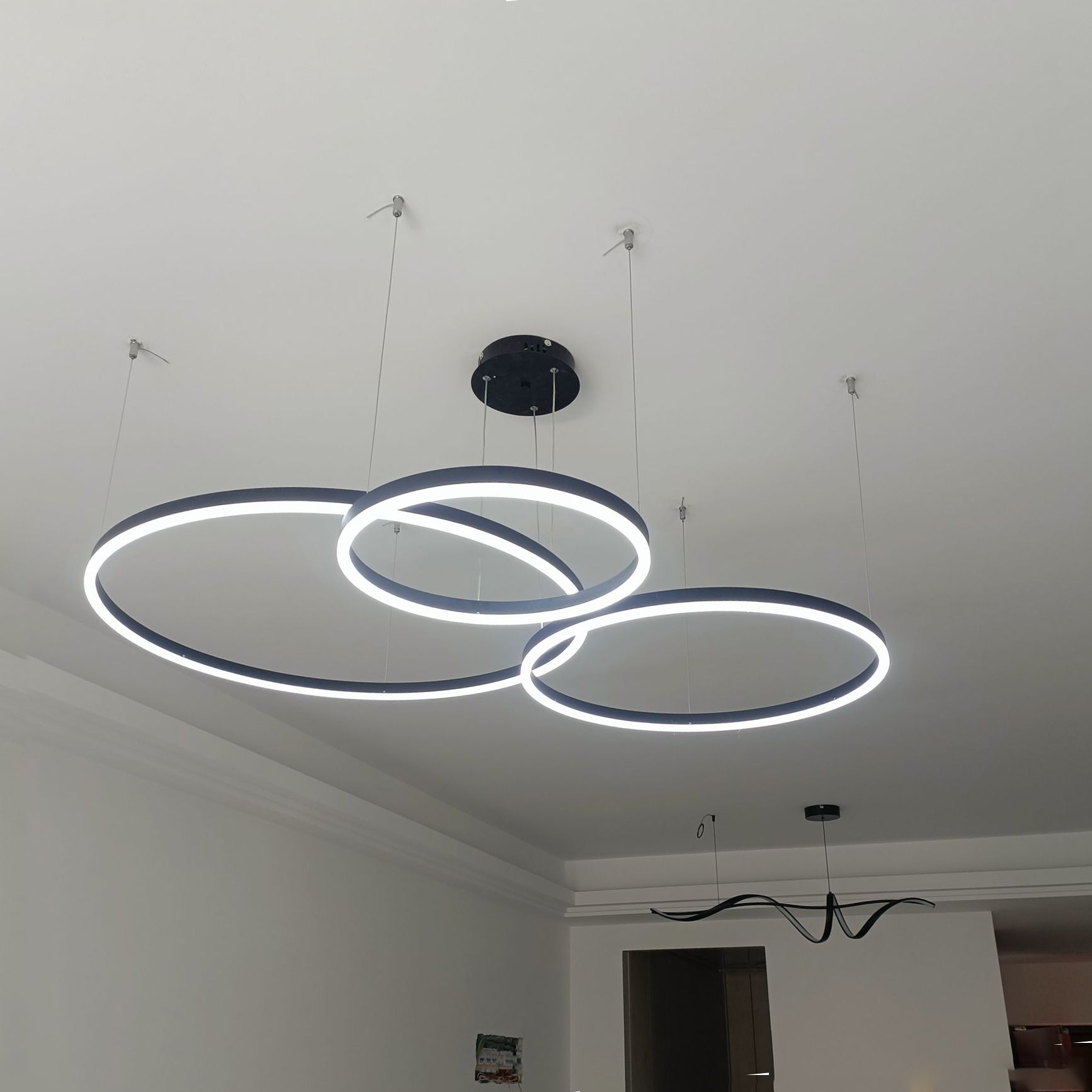 WOMO Wohnzimmer Pendelleuchte Kronleuchter Ring mit Fernbedienung-WM2003