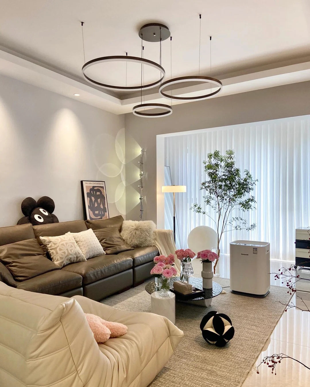 WOMO Wohnzimmer Pendelleuchte Kronleuchter Ring mit Fernbedienung-WM2003