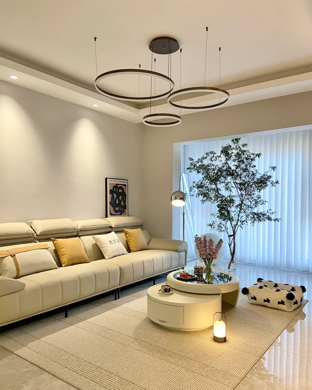 WOMO Wohnzimmer Pendelleuchte Kronleuchter Ring mit Fernbedienung-WM2003