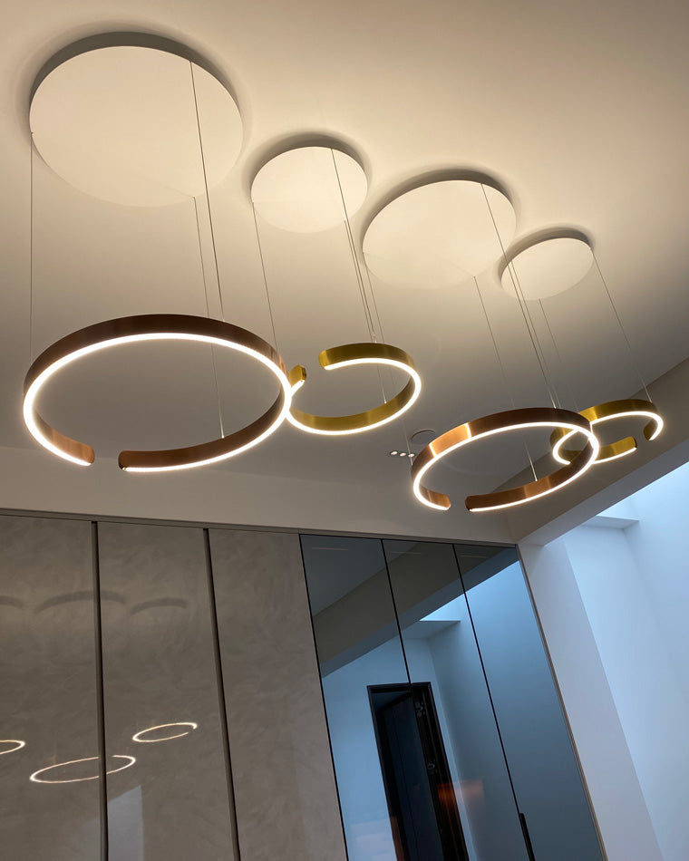 WOMO Black/Gold Ring LED Chandelier-WM2009