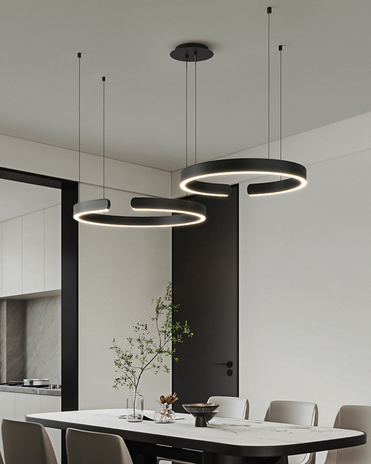 WOMO Black/Gold Ring LED Chandelier-WM2009