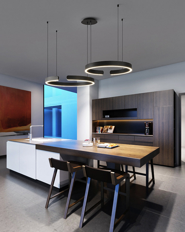 WOMO Black/Gold Ring LED Chandelier-WM2009