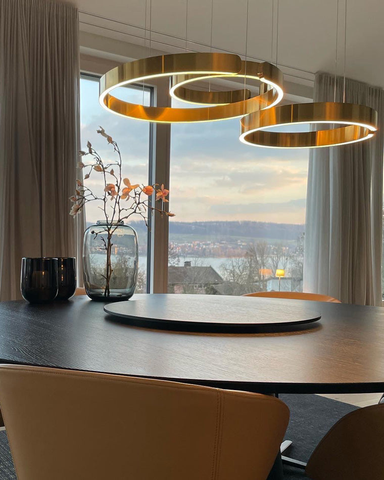 WOMO Black/Gold Ring LED Chandelier-WM2009