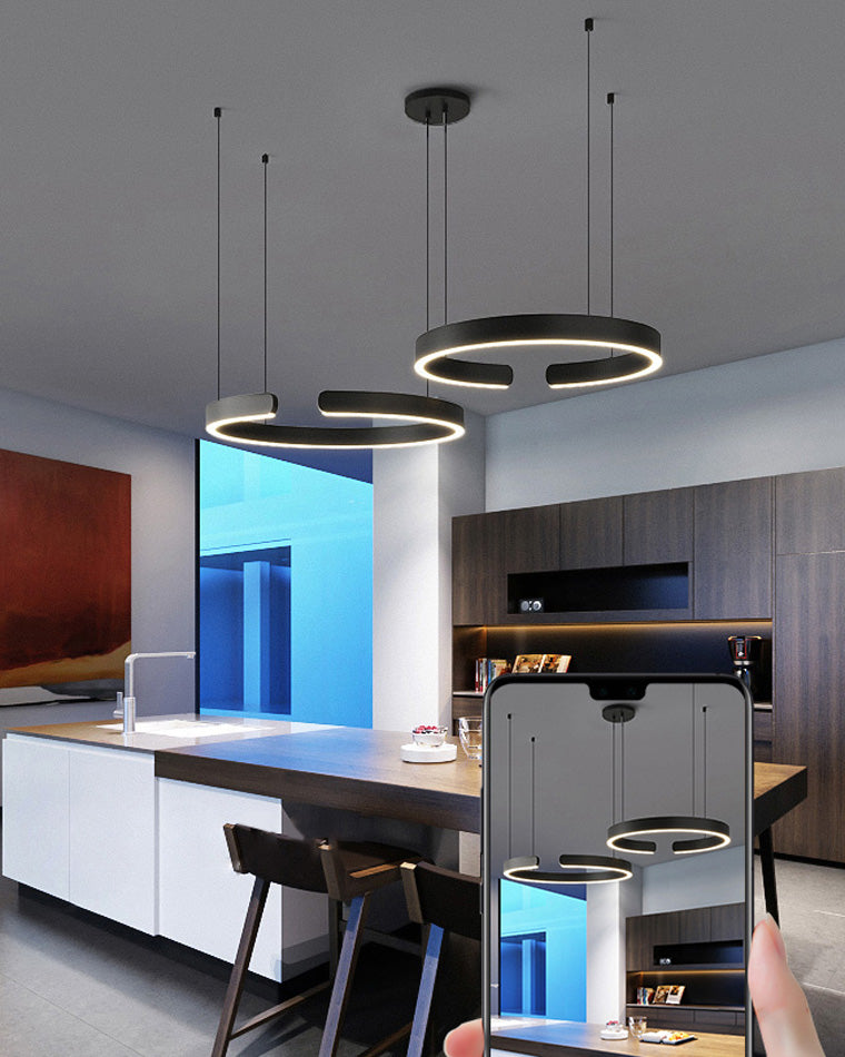 WOMO Black/Gold Ring LED Chandelier-WM2009